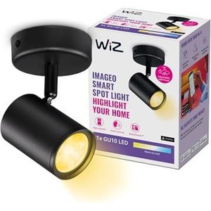 WiZ Opbouwspot Imageo 1-Lichts - GU10 - Warm- tot Koelwit Licht - Slimme LED Verlichting - Draaibare Spot - 1 x 5 W - Zwart