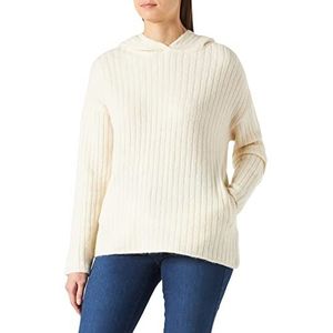 NA-KD Dames Zachte Geribbelde Hoodie Pullover Sweater, Ecru, XL