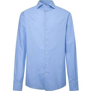 Hackett London Pinpoint Puppytooth Shirt voor heren, Wit/Blauw, 46 NL