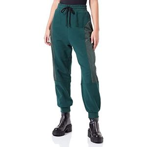 Moschino Love Elastische damesbroek met bijpassende inzetstukken en skate-print, casual broek, groen, maat 38