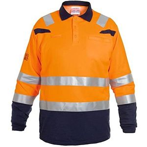 Hydrowear 043635ON Marbella Poloshirt met lange mouwen, oranje/marineblauw, maat XXL