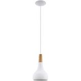 EGLO Hanglamp Sabinar, 1 lichtpunt, hanglamp van staal en hout, kleur: wit, bruin, fitting: E27, Ø: 18 cm