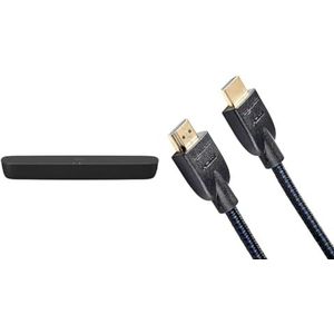 Panasonic SC-HTB200EGK 2.0 Soundbar Voor TV (Dolby Soundbar, Bluetooth, HDMI, 80 W RMS, 45 x 13.5 x 5.1 cm), Zwart & Amazon Basics HDMI-kabel, 18 Gbps High-Speed, 4K@60Hz, 2160p, 0,9 m, nylon