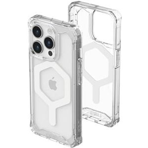 URBAN ARMOR GEAR Plyo Case compatibel met Apple iPhone 15 Pro [Draadloos opladen/Magnetisch opladen compatibel, Valbestendige Air-Soft hoeken, Opstaande rand] ijs (transparant) / wit
