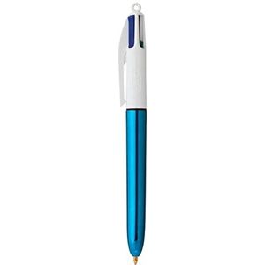 BIC - 1 4 kleuren glanzend potlood - wit lichaam/blauw metallic - 4 klassieke kleuren
