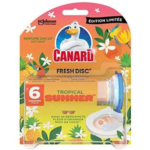 Eend WC Fresh Disc Limited Edition Tropisch Summerâ„¢ - Blok zonder kooi, toiletreiniger, 1 applicator plus 6 schijven, perzik, 1 stuk