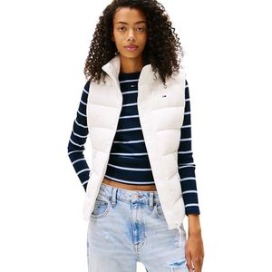TOMMY JEANS Dames TJW SLIM ZIP PRINT DOWN VEST DW0DW21622, Wit, L, Wit (Ecru), L