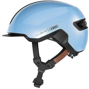 ABUS Urban-helm HUD-Y - magnetisch, oplaadbaar LED-achterlicht & magneetsluiting - coole fietshelm voor dagelijks gebruik - voor mannen en vrouwen - blauw, maat L