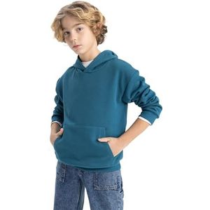 DeFacto Sweatshirt met capuchon voor jongens, petrol, 4-5 Jaar
