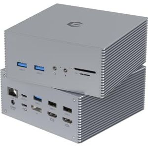 USB-C 4K bij 30Hz Triple Display dockingstation met oplaadondersteuning voor MacBook Pro en Windows USB 3.1 Gen2 Type C-systemen (2 HDMI, DP,7 USB-poorten, 60 W USB PD)
