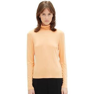 TOM TAILOR Denim T-shirt met lange mouwen voor dames, 29518 - Sunrise Abrikoos, XS