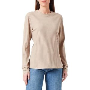 PIECES Dames Pcsafi Ls Top Noos Qx shirt met lange mouwen, silver mink, 48-50 Grote maten