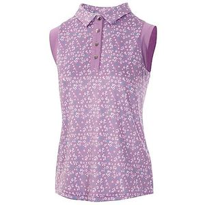 Island Green Golf dames ademende sneldrogende vochtafvoerende poloshirts, paars/wit, L, 2231 - Paars/Wit, L