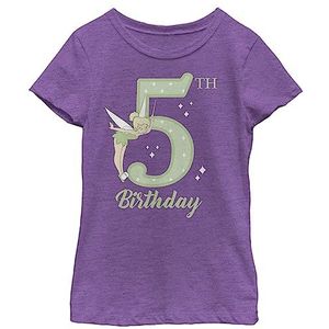 Disney Tinker Bell Tink 5e verjaardag Girl's Heather Crew Tee, Purple Berry, XS, Purple Berry, XS