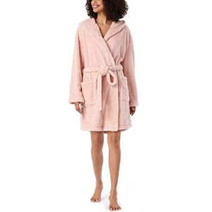 Schiesser Damen Bademantel kuschelig und warm mit Kapuze - Teddy Fleece