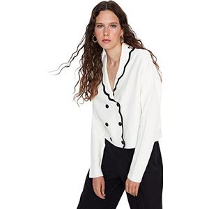 Trendyol Vrouwen Regular Standaard Shirt Kraag Geweven Vest, Ecru, M