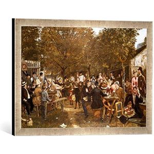 Ingelijste foto van Johann Michael koper ""J.M.Kuper, tuinieren in Grinzing"", kunstdruk in hoogwaardige handgemaakte fotolijst, 60x40 cm, zilver raya
