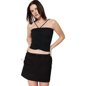 Trendyol Dames Slim Basic Halterneck Gebreid Blouse Shirt, Zwart, S