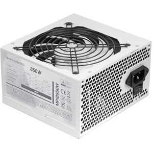Mars Gaming MPIII850, PC ATX Voeding 850W, 5 Jaar Garantie, 85% Efficiëntie, Digitale APFC-systeem, 120mm FDB Ventilator met AI-RPM, DC-DC en SMD-technologieën, Extra Lange Platte Kabels, Wit