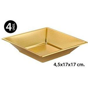 Maxi borden, vierkant, diep, goudkleurig, 170 mm, 4 stuks