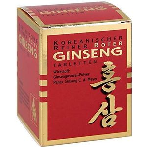 Koreaanse Rode Ginseng Pure - 200 Wortelpoeder-Tabletten (300 mg); Panax Ginseng C.A. Meyer