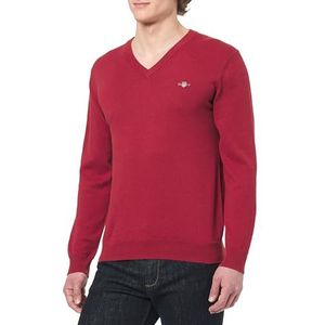 GANT Klassieke katoenen V-hals, Iron Red Melange, S