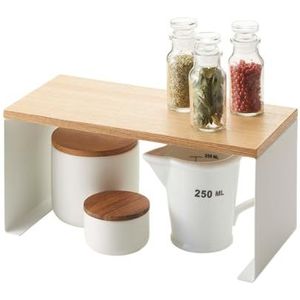 Yamazaki Huishoudelijke houten keukenrek voor stapeling, moderne plank, wit