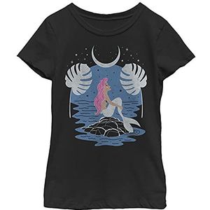 Disney Princess Celestial Ariel Girl's Solid Crew Tee, Black, X-Small, Schwarz, XS