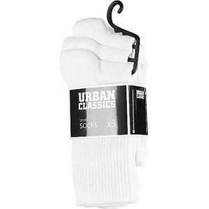Urban Classics Unisex sportsokken 3-pack, dames en heren sokken, verkrijgbaar in vele verschillende kleuren, maten 35-38 tot 47-50, wit, 35/38 EU