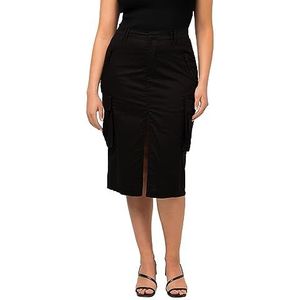 Ulla Popken Cargorock, Utility-stijl, tassen, Lyocell-mix rok, zwart, 50/Grote Maten