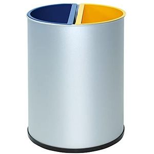 OFITURIA® Afvalemmer voor recycling, metaal, 28 l, zilverkleurig, 2 vakken voor afval