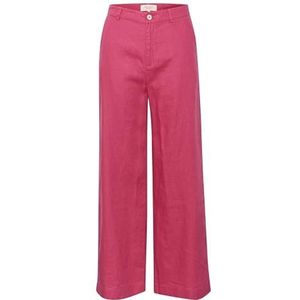 Part Two Damesbroek, brede legging, hoge taille, volledige lengte, ritssluiting en knoop, Claret Rood, 32