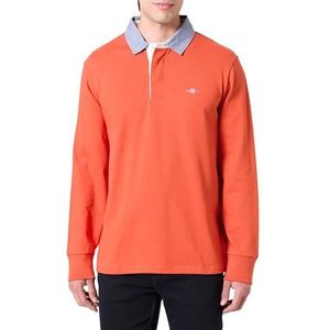 GANT Heren Reg Chambray Heavy Rugger T-shirt, Deep Oranje, M