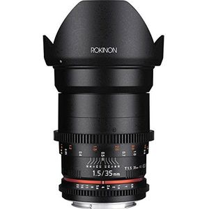 Rokinon Cine DS 35mm T1.5 AS IF UMC Full Frame Cine Wide Angle Lens voor Canon EF, Micro-Four-Thirds (MFT), zwart, full-size