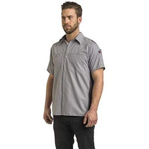 Red Kap Men's Short Sleeve Performance Plus Shop Shirt with OilBlok Technology, Light Grey with Charcoal Mesh, 3X-Large/Tall