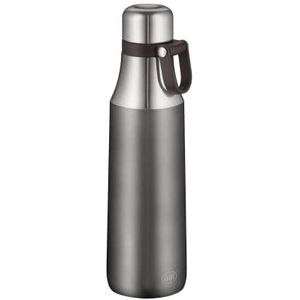 alfi Roestvrij stalen drinkfles City Bottle Loop grijs 500ml, roestvrijstalen thermosfles dicht bij koolzuur, 5537.234.050 thermosfles 8 uur warm, 16 uur koud, waterfles BPA-vrij