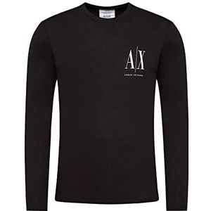 Armani Exchange Heren Long Sleeeves, Print Logo T-Shirt, zwart, XS