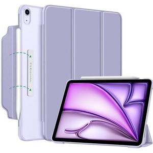 Fintie Hoes voor iPad Air 11 inch M2 (2024), iPad Air 5e generatie (2022) / 4e generatie 10,9 inch hoes - [magneetsluiting] lichte standaard met doorschijnende matte achterkant,lila paars
