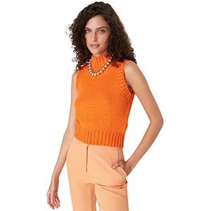TRENDYOL Dames Crop Knitwear Sweater, oranje, S, oranje, S