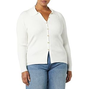 Amazon Essentials Dames fijn gauge stretch polo geribbeld vest (voorheen Daily Ritual), ivoor, X-Small