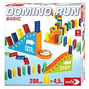 Noris 606062022 Domino Run Basic - Set met 200 stenen en een oprijplaat voor een indrukwekkend parcour, vanaf 3 jaar