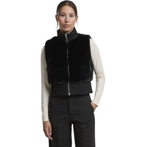 Urban Classics - Cropped Faux Fur - Mouwloos Jacket - Zwart