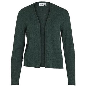 Vila Dames Viril Korte L/S Knit Cardigan Noos Sweater, Pineneedle/Detail: Dark Melange, M