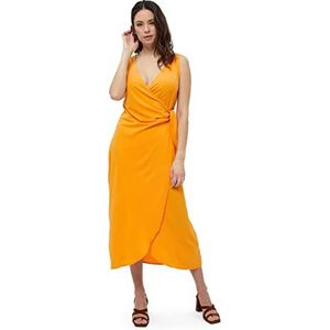 Desires dames Bianna Mouwloze Midkuit Wrap Jurk Mango Oranje L