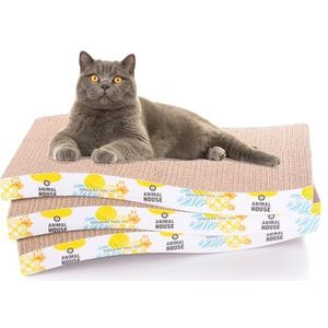 Animal House Krabpaal set voor katten van karton 3 stuks voor het plezier van je kattenvrienden, 2 lagen omkeerbaar (golf, 3)