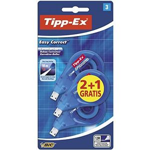 Tipp-Ex Easy Correct correctieroller, blister à 2 + 1 stuk voor zijdelingse correctie, 4,2 mm x 12 m