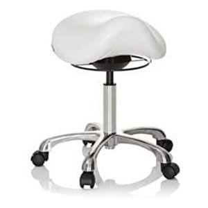 hjh OFFICE 702311 werkkruk Ortho SIT kunstleer wit ergonomische zadelkruk met wielen, in hoogte verstelbaar