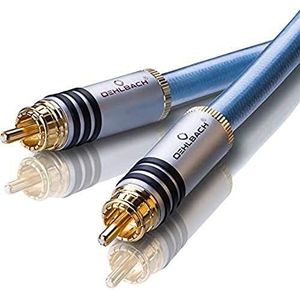 OEHLBACH XXL Series 2 - High-End Stereo Audio Cinch-kabel (Made in Germany, meerdere afscherming, HPOCC koper, RCA stekker) - 2 x 1,25 meter blauw