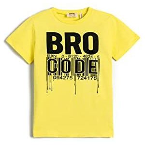 Koton Boys Slogan Bedrukt T-shirt met korte mouwen, katoen, geel (171), 4-5 Jaren