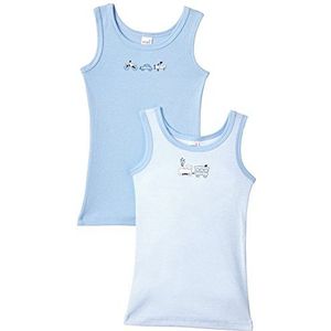 HUBER Jongens Boys Tank Top Dp Onderhemd (Pack van 2), blauw (lichtblauw 010319), 128 cm